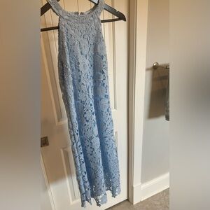 Pink Lily Baby Blue Floral Lace Mini Dress